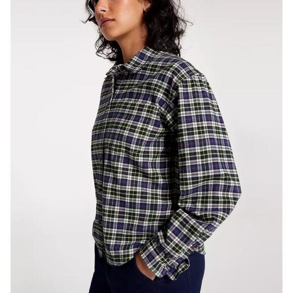 Alpine Design Women's Navy Cream Timberline Plaid Flannel Button Up Shirt Size L - Picture 3 of 7